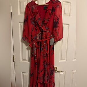 Red floral dress